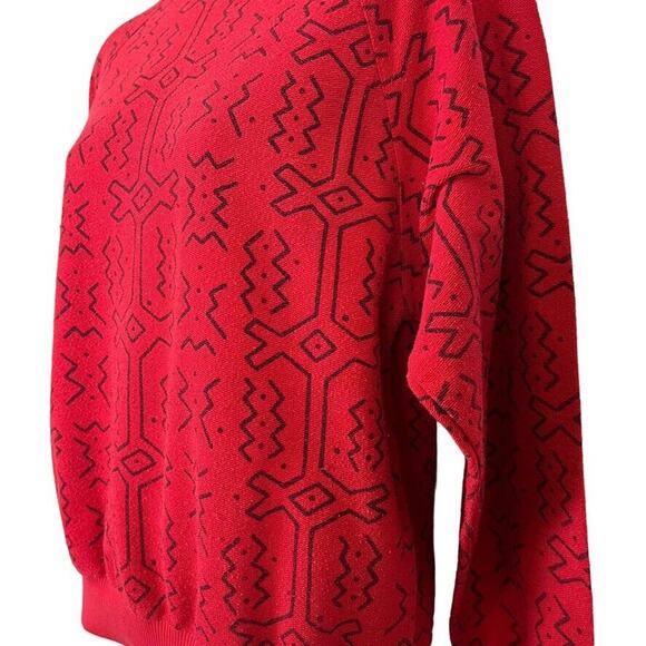 QW Avant Garde Womens Vintage All Over Graphic Print Crew Neck Sweatshirt Red M - Picture 9 of 16